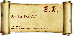 Barta René névjegykártya